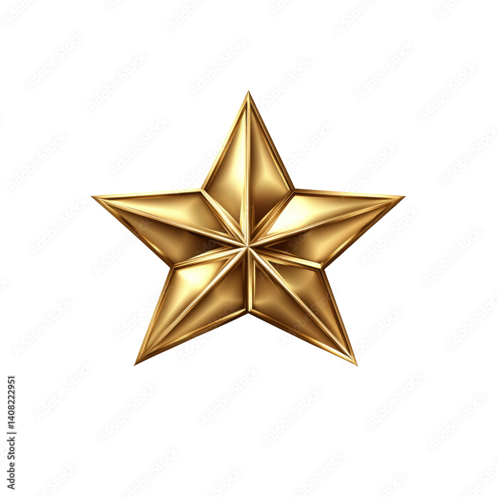 Obraz premium Luminous Golden Star 3D Render of a Sparkling Five-Pointed Star
