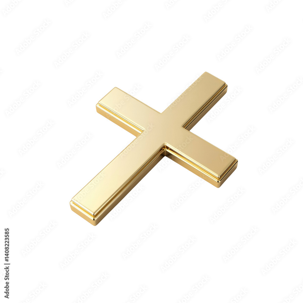 Fototapeta premium Golden Cross Symbol 3D Render of a Religious Icon