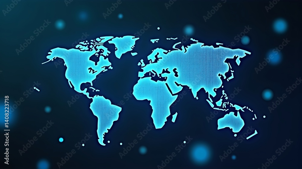 Fototapeta premium world map technology on blue background