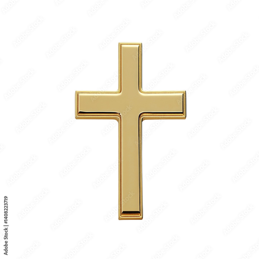 Golden Christian Cross Symbol on Transparent background Golden Christian Cross Symbol on Transparent background