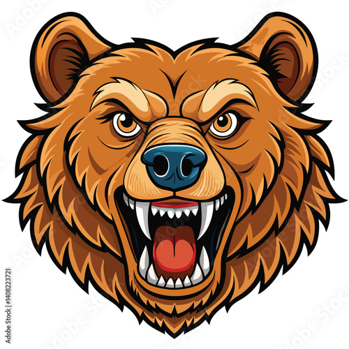Angry bear head illustration
