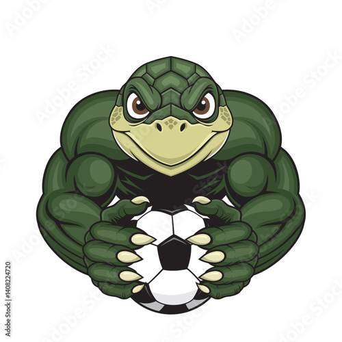 football mascot vector illustration turtle holding soccer ball design