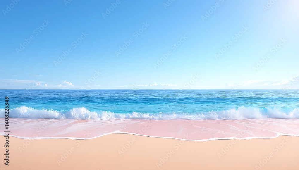 Fototapeta premium Pink Beach Scene, Sunny Day