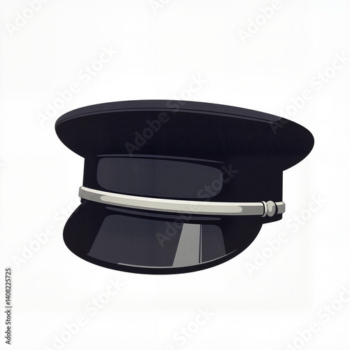 Vintage train conductor hat illustration on white background, simplicity
