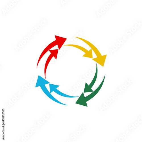 Circular Process Flow Arrows icon isolated on white background