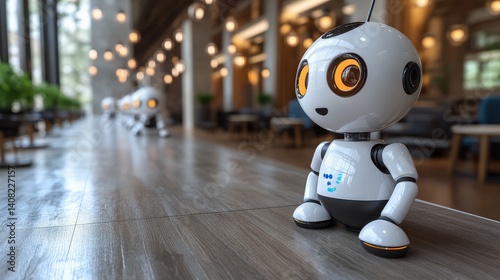 Wallpaper Mural Friendly robot assistant in a modern caf?, interacting with customers and enhancing service Torontodigital.ca