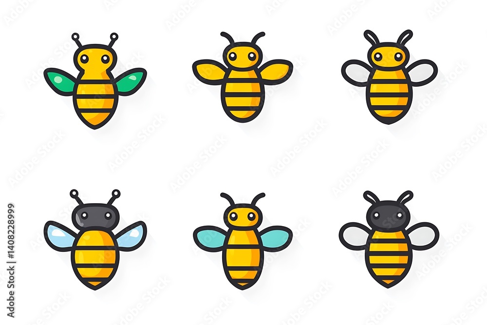 Obraz premium Cute Bee Illustrations Collection
