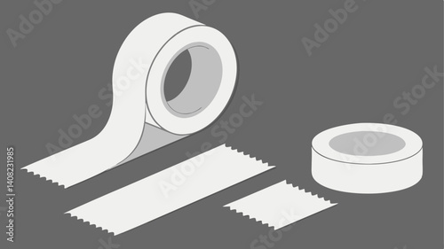 Versatile adhesive tape rolls various sizes simple design packaging illustration clean aesthetic