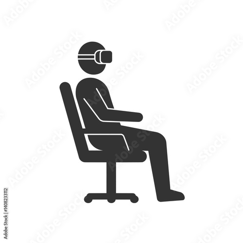 Virtual Reality Therapy VR Headset Sitting Silhouette Vector