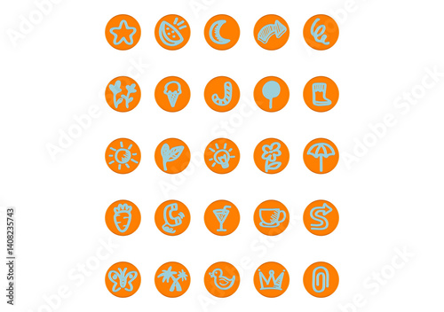 set of orange icons