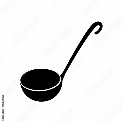 ladle spoon icon silhouette, kitchen tools, cooking tools