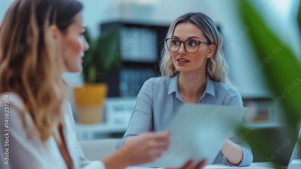 Financial advisors discussing investment strategy with client in modern office Financial advisors discussing investment strategy with client in modern office