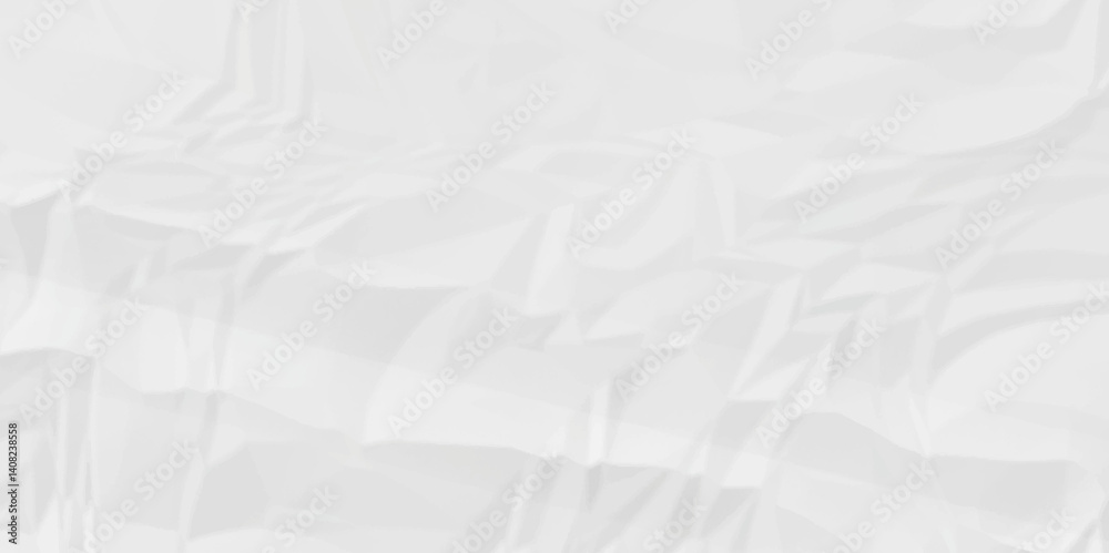 Fototapeta premium White crumpled paper Blank white crumpled and creased paper poster.