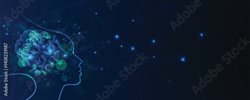 Artificial intelligence brain  and human mind abstract concept