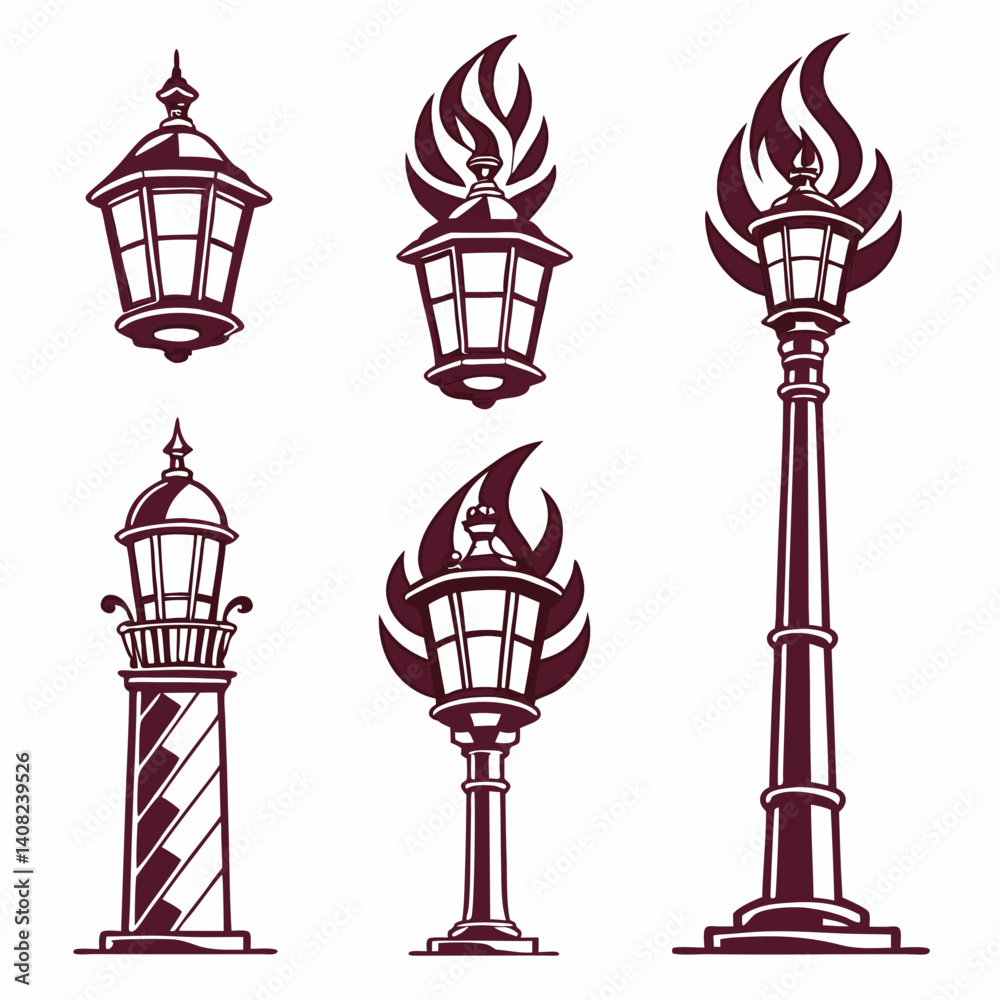 Obraz premium fire flames set