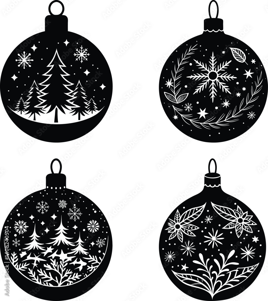 Fototapeta premium Christmas Ornament Silhouette vector