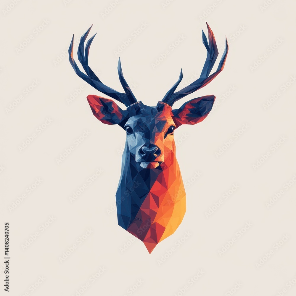 custom made wallpaper toronto digitalColorful geometric deer head illustration showcasing artistic design and modern style