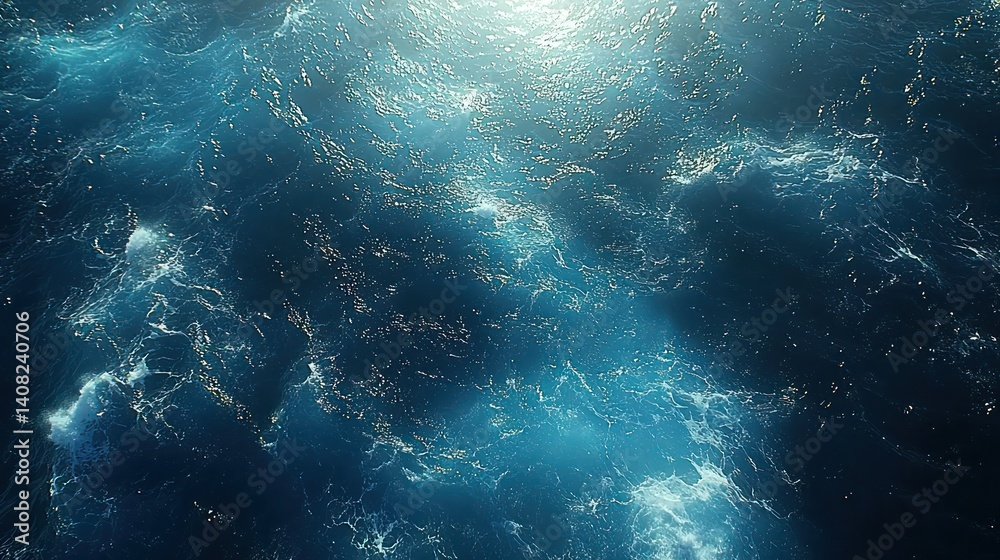 Fototapeta premium Turbulent ocean surface, sunlit waves