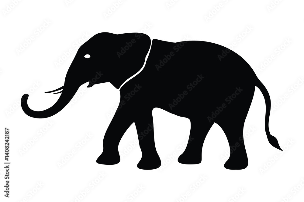 Obraz premium Elephant walking silhouette isolated african animal vector design