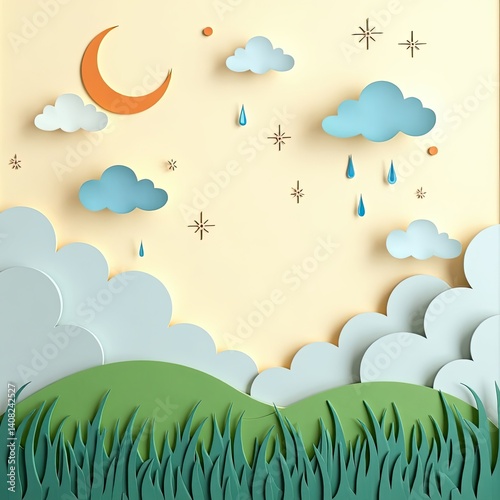 summer landscape with grass and clouds