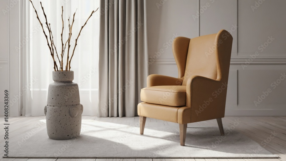 Comfortable seating with plush upholstery and textured design, set in a contemporary living room bathed in sunlight.