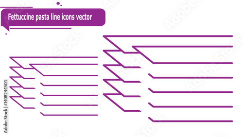 Fettuccine pasta line icons vector