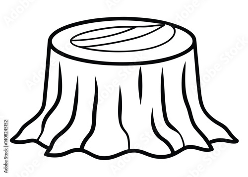 Tree stump line art silhouette vector for nature, forest, and environmental themes