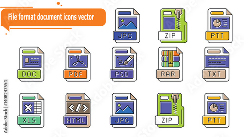 File format document icons vector