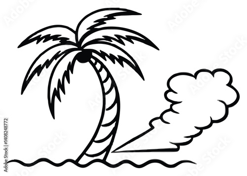 Tropical storm line art silhouette vector for weather, storm, and nature themes