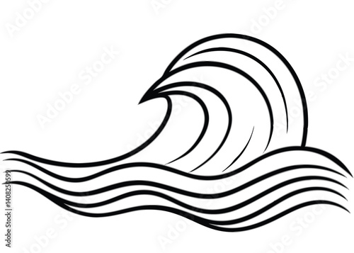 Wallpaper Mural Wave line art silhouette vector for ocean, water, and nature themes
 Torontodigital.ca