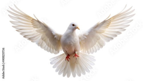  white dove flying  isolated on white background, png, ai generated.