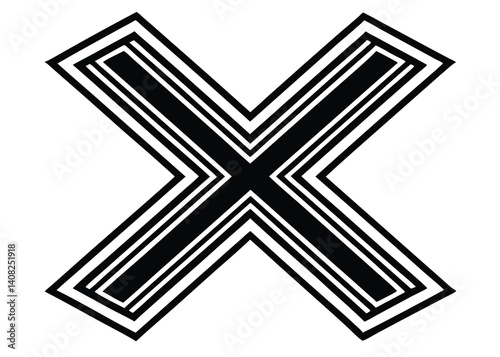 X mark line art silhouette vector for rejection, error, and cancel themes