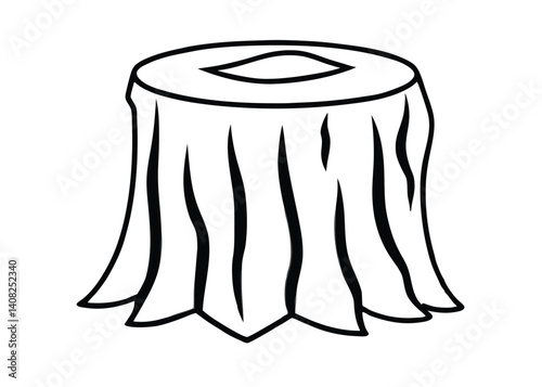 Tree stump line art silhouette vector for nature, forest, and environmental themes