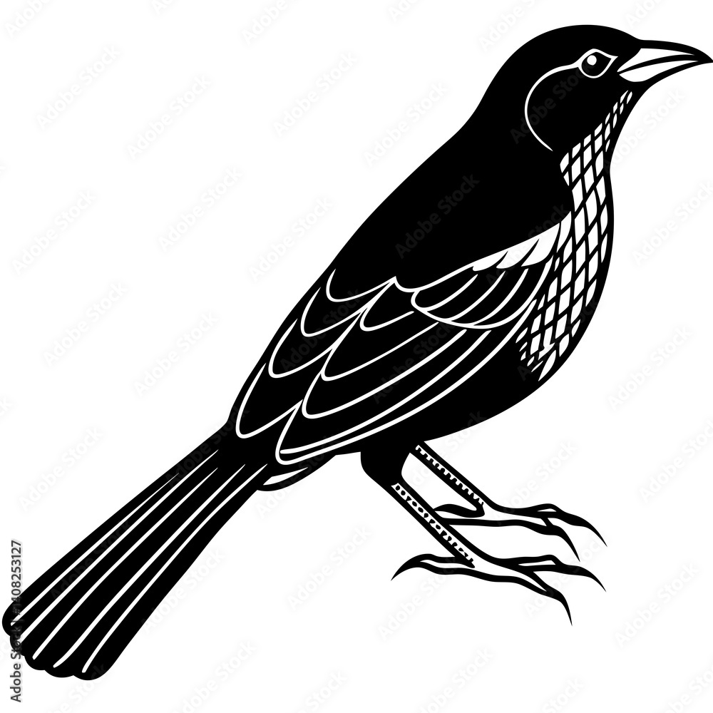 Fototapeta premium Minimal Red-Winged Blackbird Vector Illustration on White Background