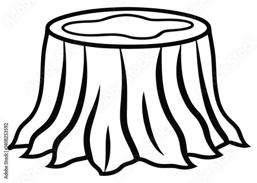 Tree stump line art silhouette vector for nature, forest, and environmental themes