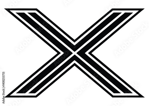 X mark line art silhouette vector for rejection, error, and cancel themes