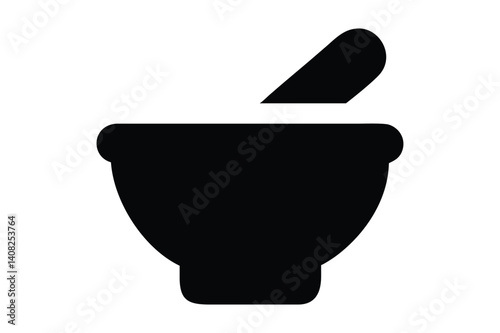 Mortar and Pestle Silhouette Traditional Grinding Tool Icon