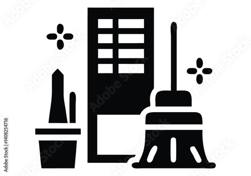 office cleaning icon on white background