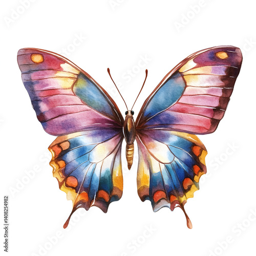 Vibrant watercolor butterfly showcasing intricate details and colors in a captivating illustration