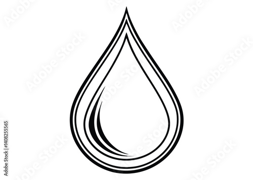 Water drop line art silhouette vector for nature, hydration, and environment themes
