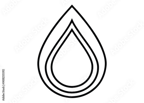 Water drop line art silhouette vector for nature, hydration, and environment themes
