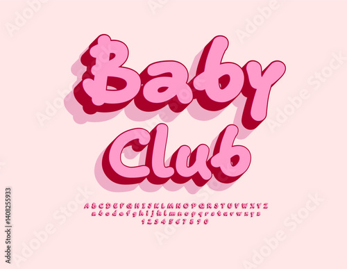 Wallpaper Mural Vector Cute logo Baby Club. Pink Kids Font. Funny Handwritten Alphabet Letters and Numbers. Torontodigital.ca