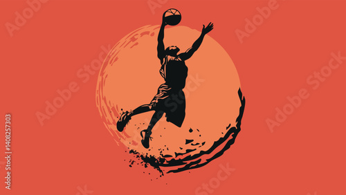 Basketball Player in Air for Dunk.eps