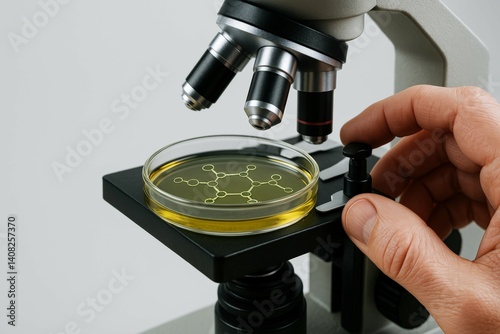 Examining soybean oil under a microscope to observe its molecular structure