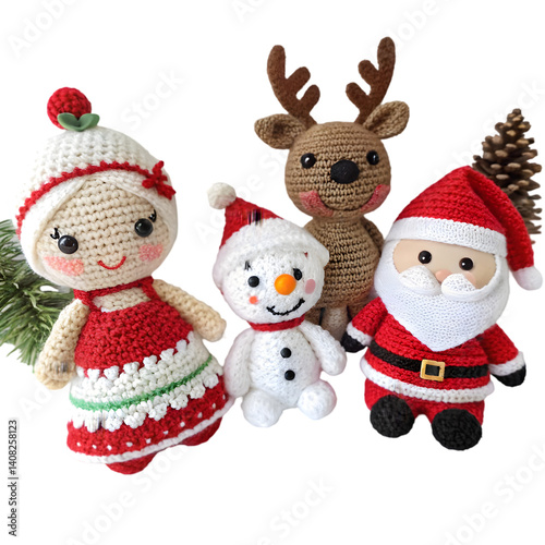 Adorable Crochet Christmas Ornaments: Free Patterns! isolated on transparent background