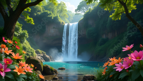 waterfall in autumn