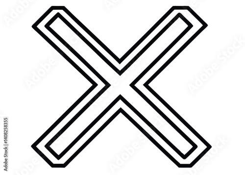 X mark line art silhouette vector for rejection, error, and cancel themes