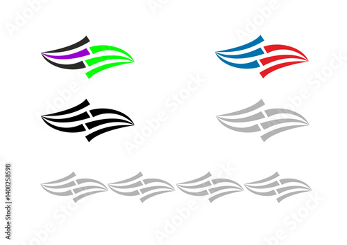 Vector illustration of interaction, color and black and white versions, with ornamental variation, conceptual design with copy space
