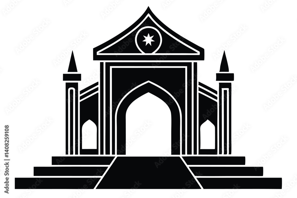 Fototapeta premium Abstract Silhouette of a Grand Temple with Star Symbol and Arches