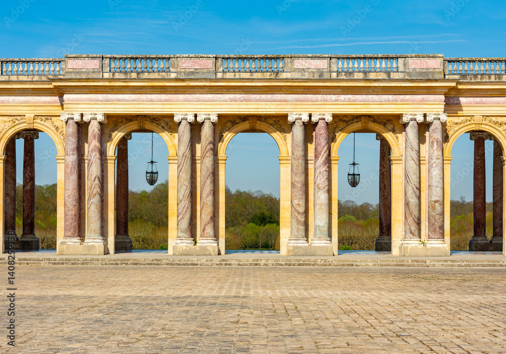 Grand Trianon palace in Versailles park outside Paris, France